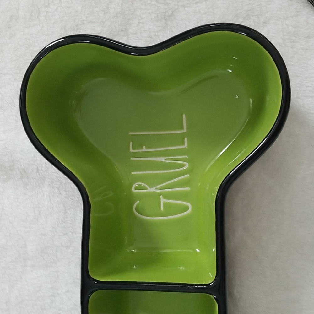Rae Dunn Brew and Gruel Pet Bowl Bone shape green black - Picture 4 of 11